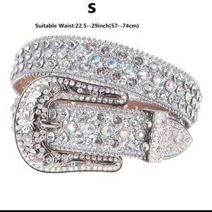 Source Unknown Silver Rhinestone Western Belt